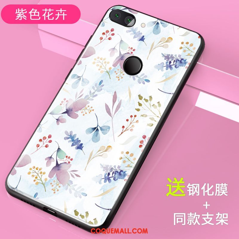 Étui Xiaomi Mi 8 Lite Petit Jeunesse Téléphone Portable, Coque Xiaomi Mi 8 Lite Blanc Modèle Fleurie Beige