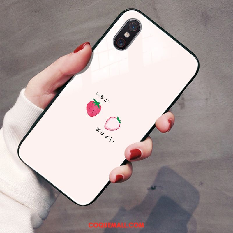 Étui Xiaomi Mi 8 Pro Blanc Petit Simple, Coque Xiaomi Mi 8 Pro Verre Trempé Jeunesse Beige