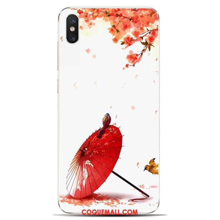 Étui Xiaomi Mi 8 Pro Rose Encre Style Chinois, Coque Xiaomi Mi 8 Pro Silicone Modèle Fleurie Beige