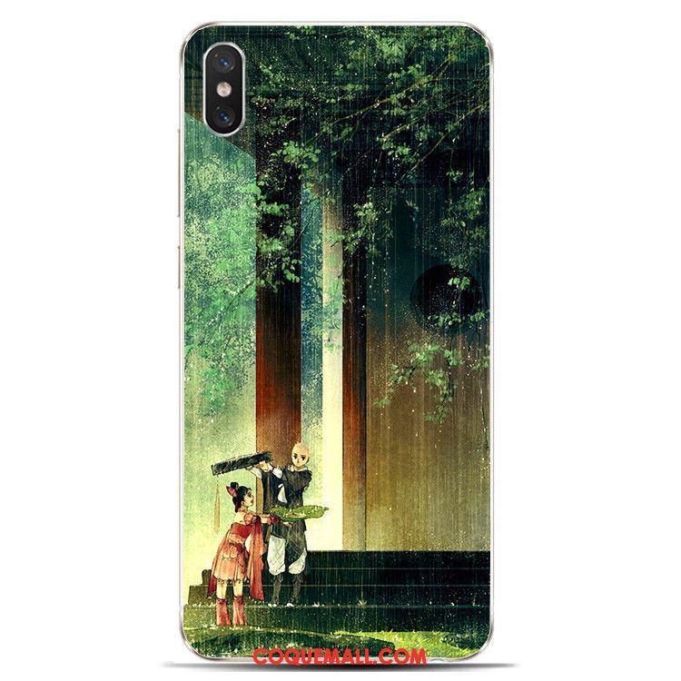 Étui Xiaomi Mi 8 Pro Téléphone Portable Silicone Modèle Fleurie, Coque Xiaomi Mi 8 Pro Fluide Doux Vert Beige