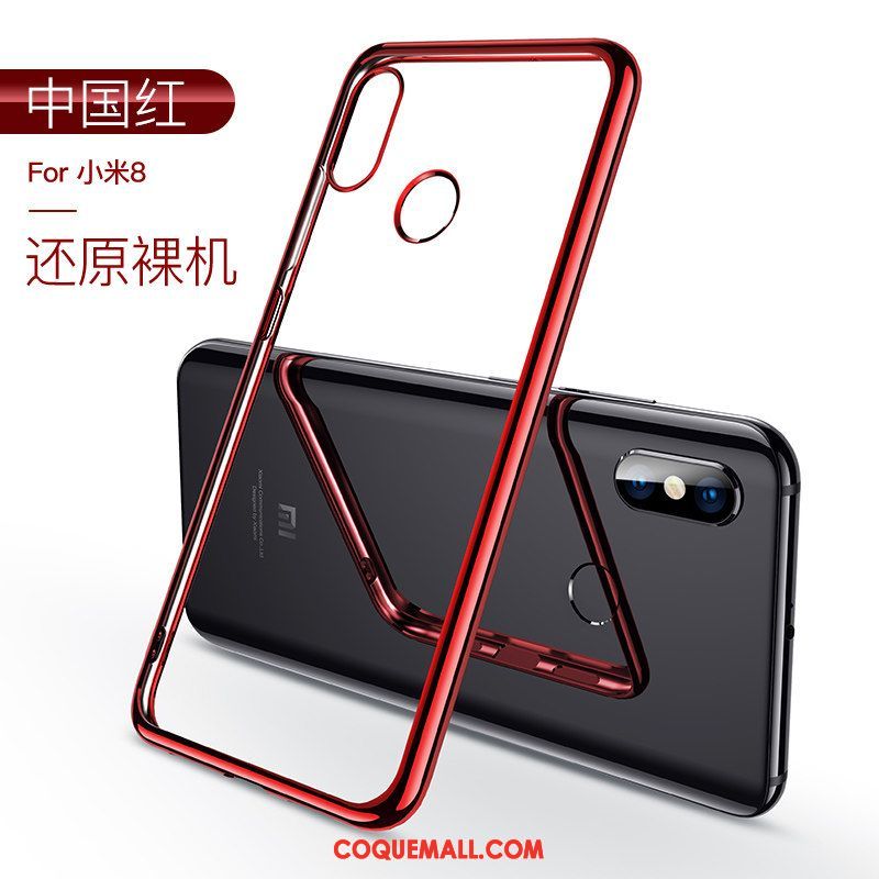 Étui Xiaomi Mi 8 Tendance Incassable Créatif, Coque Xiaomi Mi 8 Délavé En Daim Net Rouge Beige