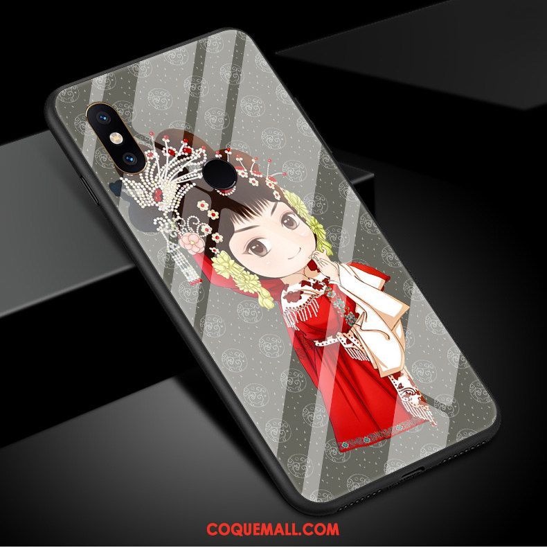 Étui Xiaomi Mi 8 Téléphone Portable Miroir Opéra De Pékin, Coque Xiaomi Mi 8 Petit Style Chinois Beige