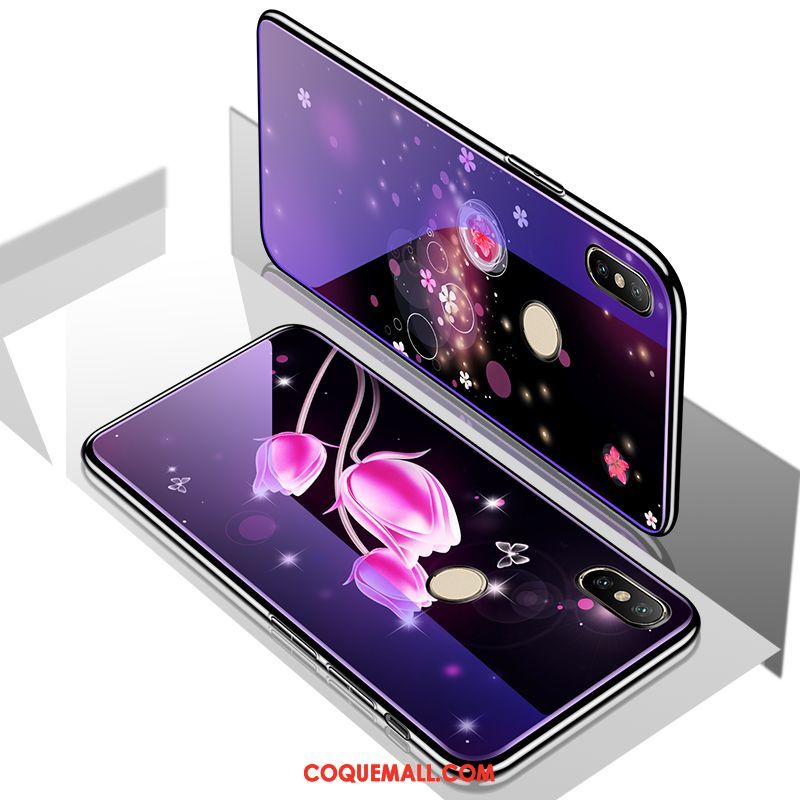 Étui Xiaomi Mi 8 Violet Fluide Doux Bleu, Coque Xiaomi Mi 8 Téléphone Portable Verre Beige