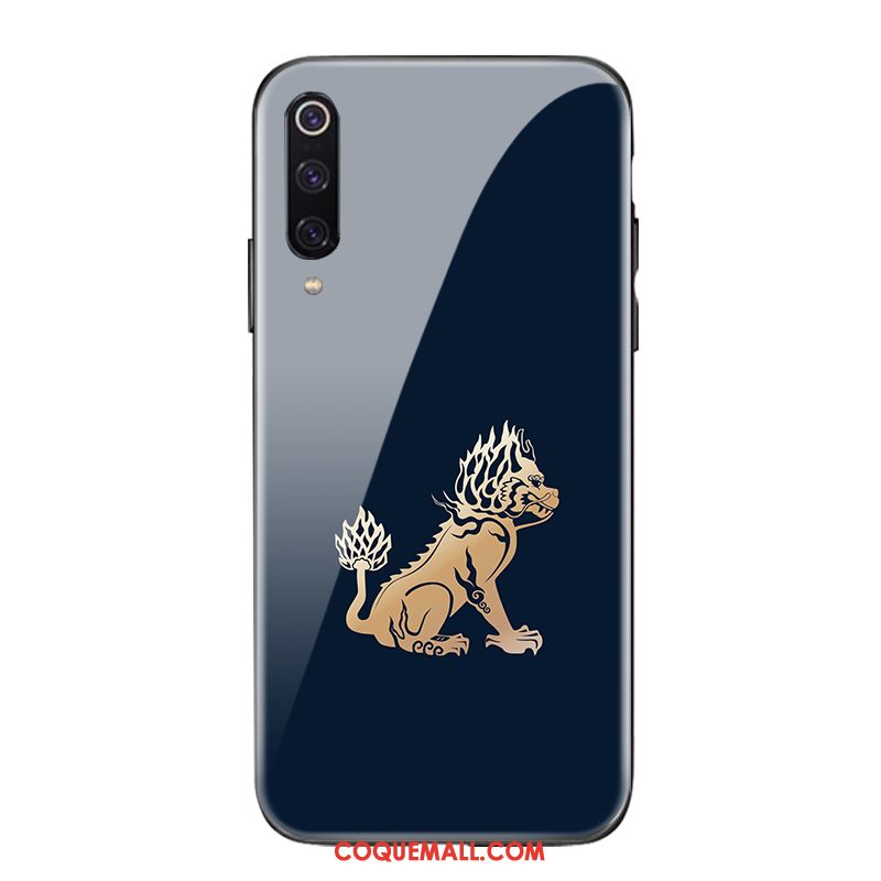 Étui Xiaomi Mi 9 Amoureux Petit Personnalité, Coque Xiaomi Mi 9 Bleu Silicone Beige