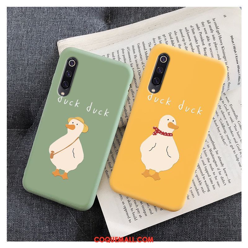 Étui Xiaomi Mi 9 Lite Personnalité Canard Téléphone Portable, Coque Xiaomi Mi 9 Lite Jaune Dessin Animé Beige