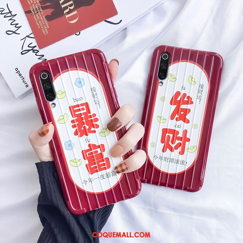 Étui Xiaomi Mi 9 Lite Personnalité Tout Compris Créatif, Coque Xiaomi Mi 9 Lite Légère Net Rouge Beige