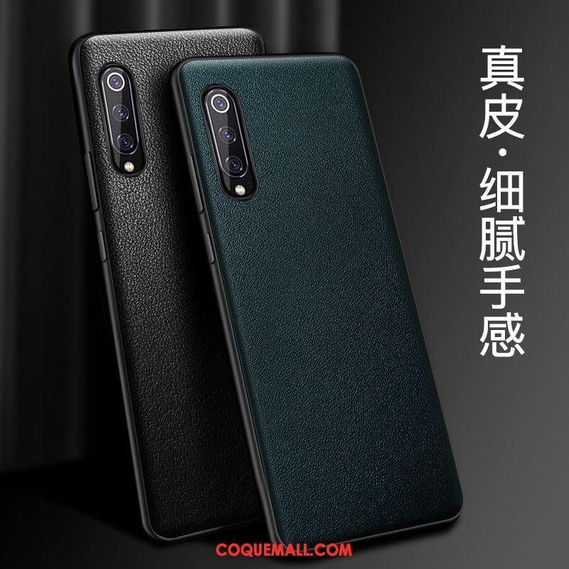 Étui Xiaomi Mi 9 Lite Vert Incassable Téléphone Portable, Coque Xiaomi Mi 9 Lite Protection Cuir Haut Beige