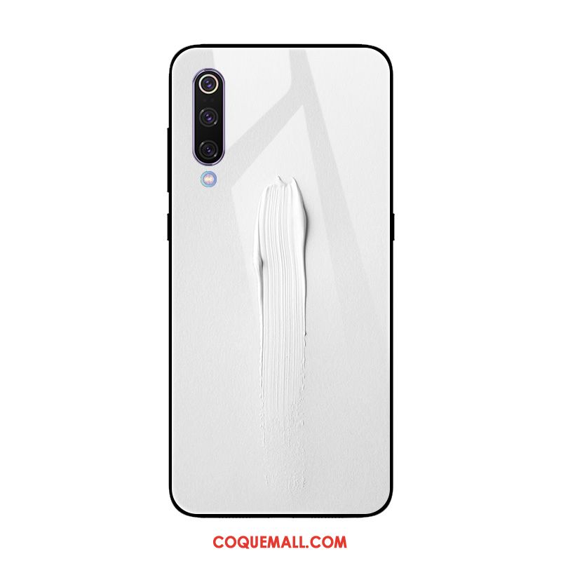 Étui Xiaomi Mi 9 Se Petit Blanc Simple, Coque Xiaomi Mi 9 Se Protection Verre Trempé Beige