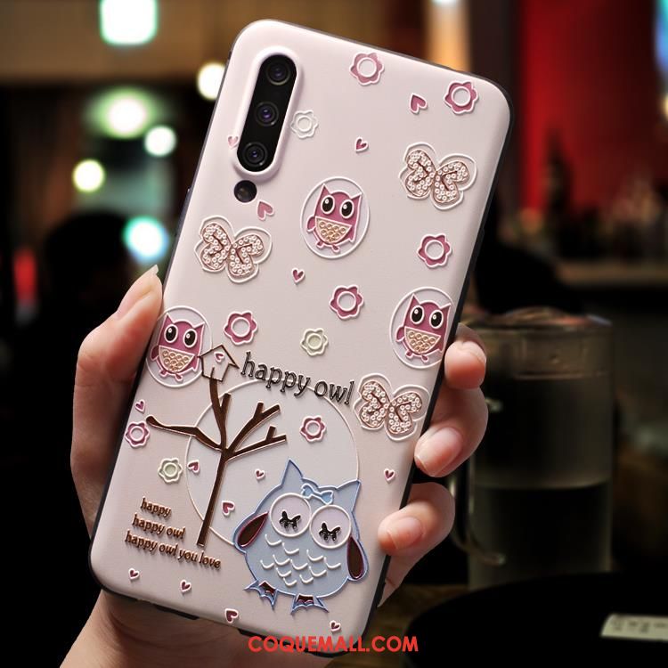 Étui Xiaomi Mi 9 Se Protection Fluide Doux Petit, Coque Xiaomi Mi 9 Se Gaufrage Rose Beige