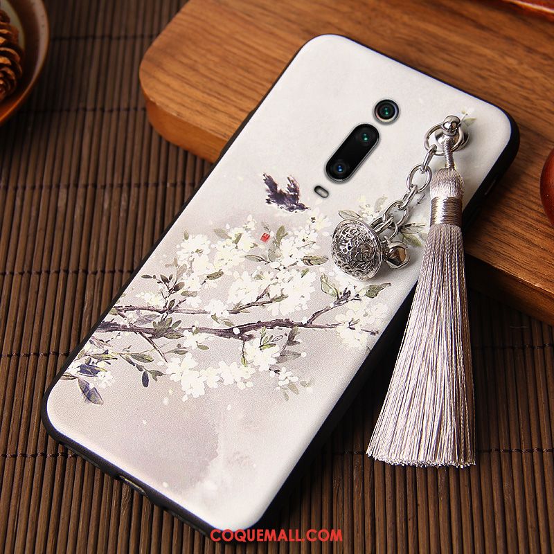 Étui Xiaomi Mi 9t Blanc Fluide Doux Gaufrage, Coque Xiaomi Mi 9t Incassable Style Chinois Beige