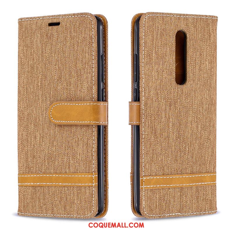 Étui Xiaomi Mi 9t Portefeuille Téléphone Portable Protection, Coque Xiaomi Mi 9t En Cuir Rouge Beige