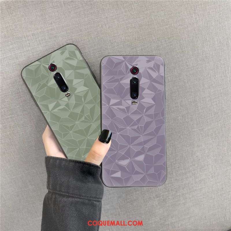 Étui Xiaomi Mi 9t Téléphone Portable Incassable Simple, Coque Xiaomi Mi 9t Losange Modèle Fleurie Beige