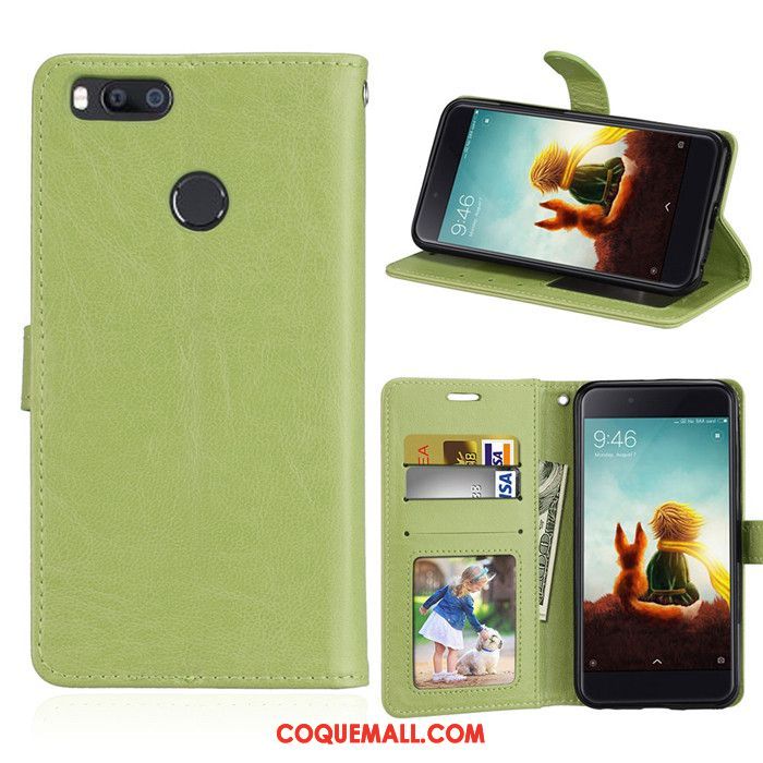 Étui Xiaomi Mi A1 Vert Téléphone Portable Étui En Cuir, Coque Xiaomi Mi A1 Petit Bleu Beige