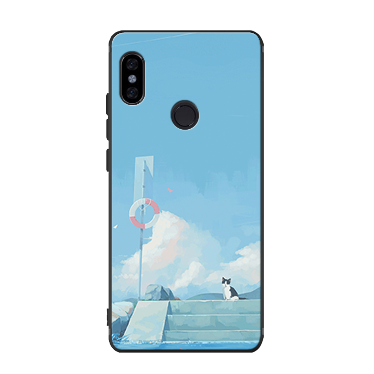 Étui Xiaomi Mi A2 Incassable Art Peinte À La Main, Coque Xiaomi Mi A2 Fluide Doux Bleu Beige