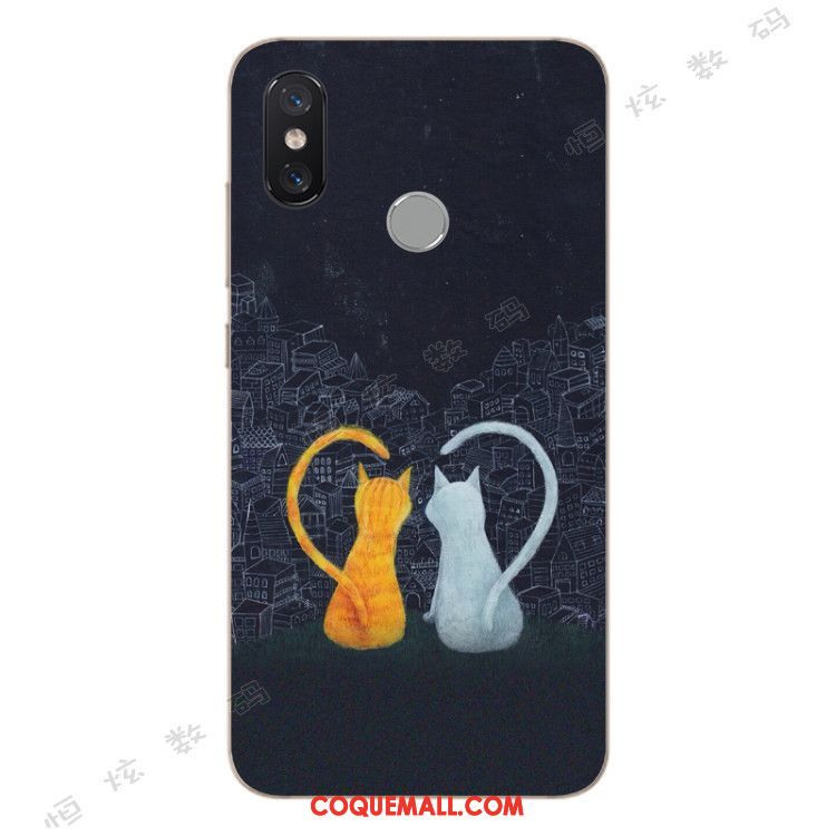 Étui Xiaomi Mi A2 Noir Fluide Doux Créatif, Coque Xiaomi Mi A2 Incassable Téléphone Portable Beige