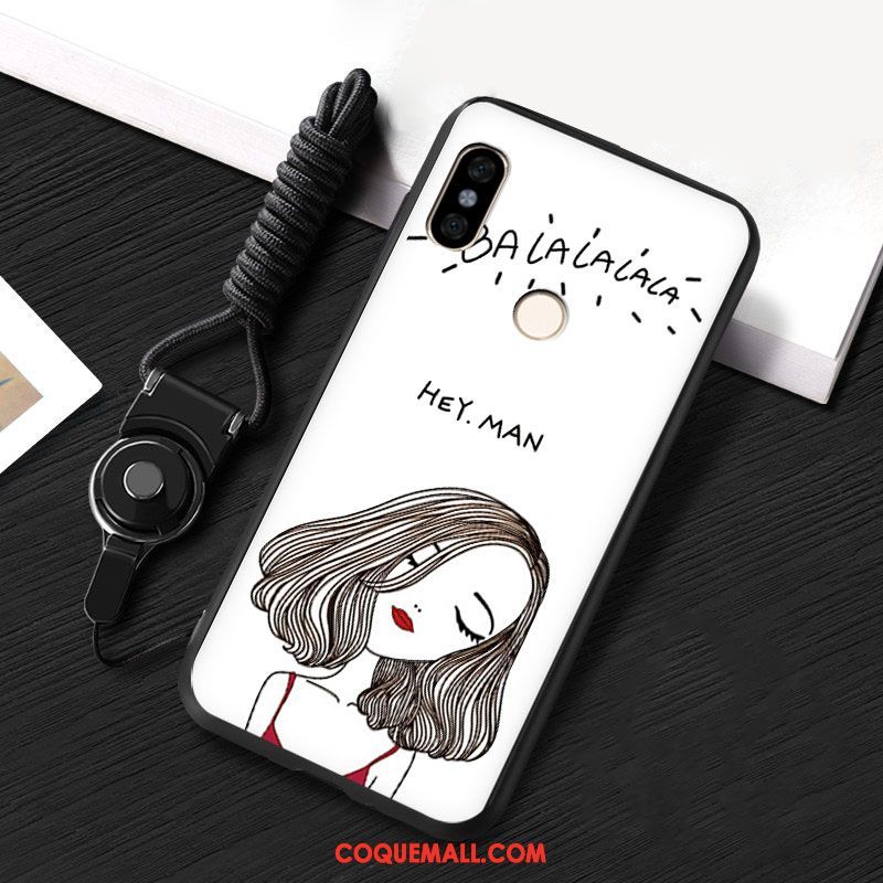 Étui Xiaomi Mi A2 Ornements Suspendus Incassable Fluide Doux, Coque Xiaomi Mi A2 Téléphone Portable Blanc Beige