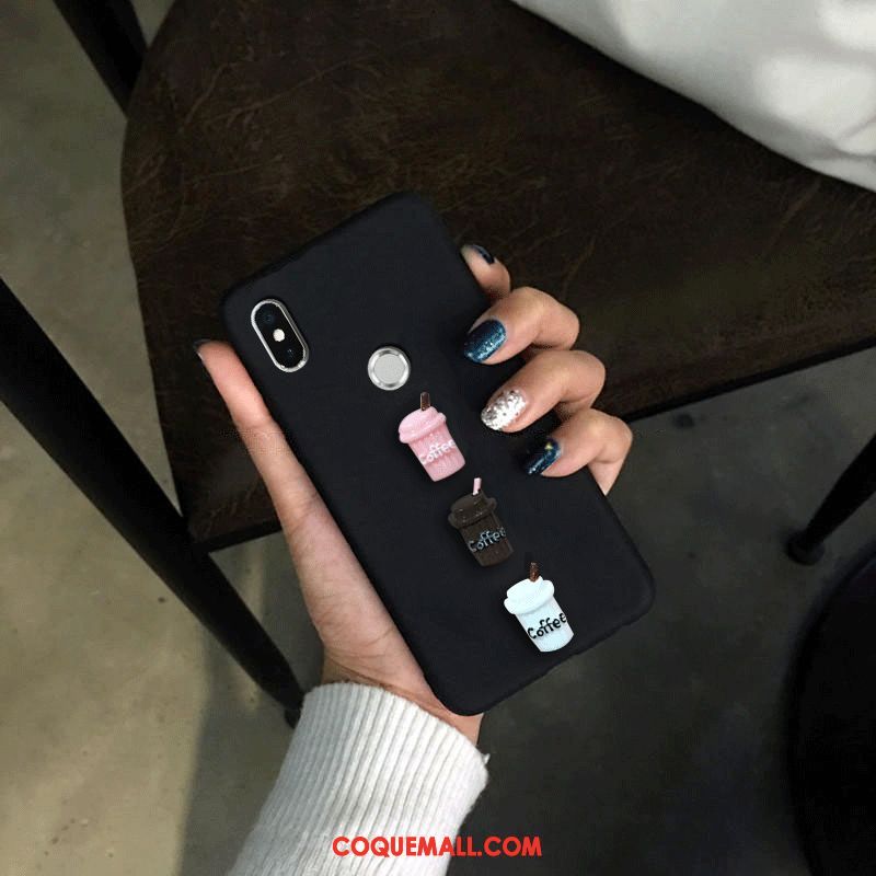 Étui Xiaomi Mi A2 Personnalité Modèle Fleurie Noir, Coque Xiaomi Mi A2 Marque De Tendance Tendance Beige