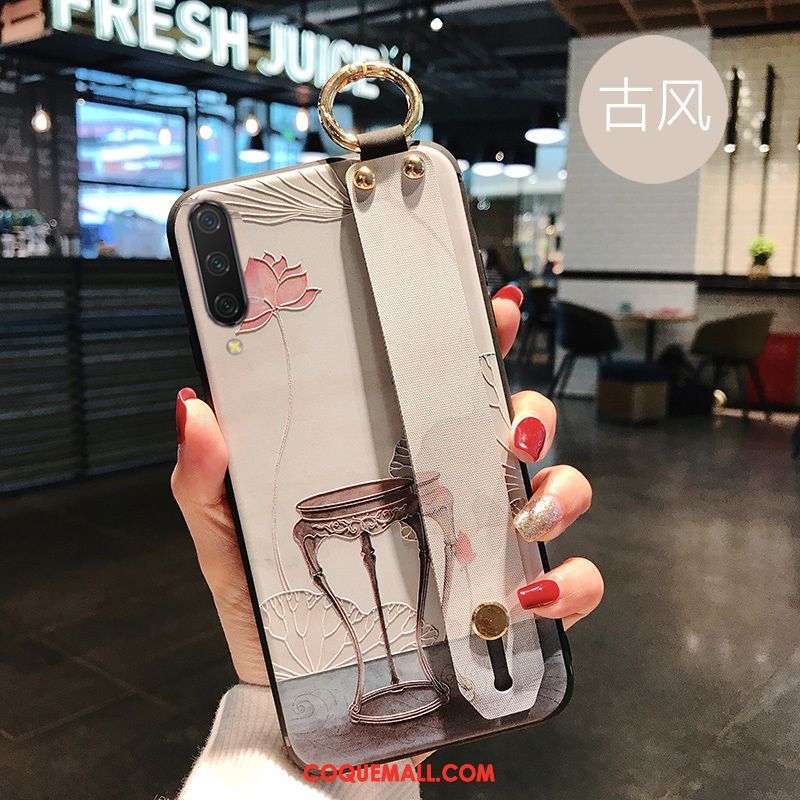 Étui Xiaomi Mi A3 Art Fleur Vent, Coque Xiaomi Mi A3 Protection Téléphone Portable Beige