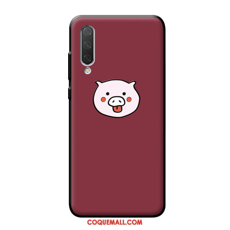 Étui Xiaomi Mi A3 Dessin Animé Fluide Doux Rouge, Coque Xiaomi Mi A3 Amoureux Net Rouge Beige