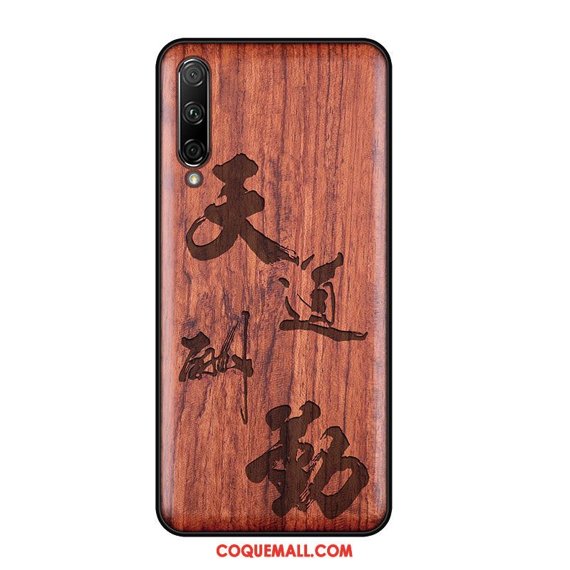 Étui Xiaomi Mi A3 Tout Compris Téléphone Portable Style Chinois, Coque Xiaomi Mi A3 Sculpture En Bois Beige