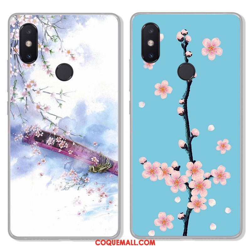 Étui Xiaomi Mi Max 3 Art Téléphone Portable Petit, Coque Xiaomi Mi Max 3 Fluide Doux Bleu Beige