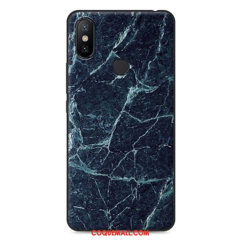 Étui Xiaomi Mi Max 3 Fluide Doux Incassable Bleu Marin, Coque Xiaomi Mi Max 3 Grain De Bois Protection Beige