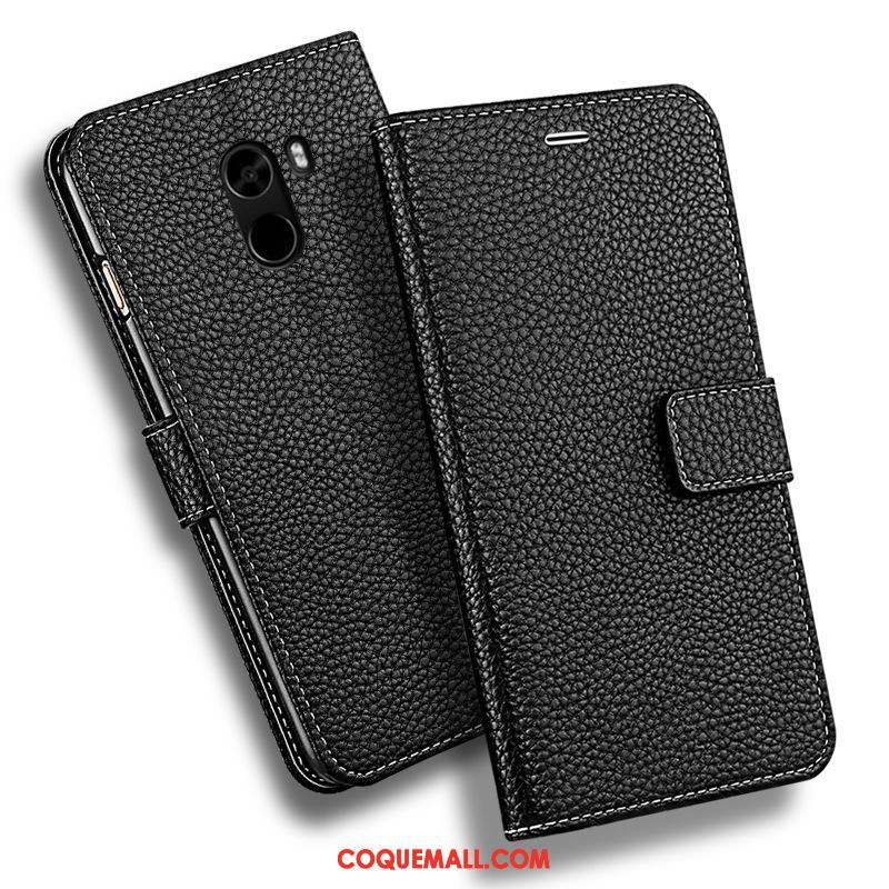 Étui Xiaomi Mi Mix 2 Téléphone Portable Tout Compris Étui En Cuir, Coque Xiaomi Mi Mix 2 Petit Noir Beige