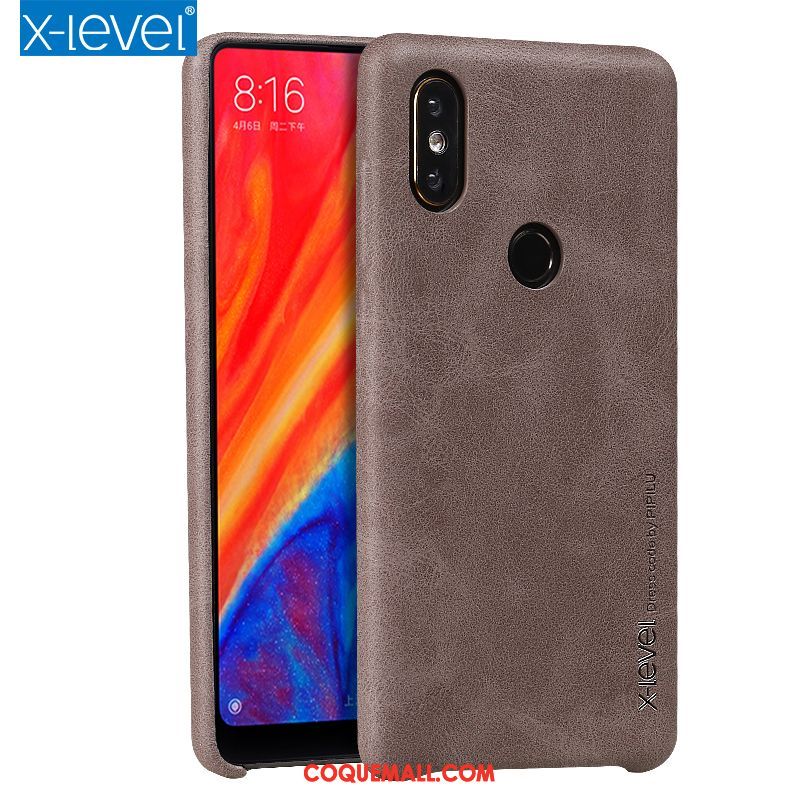 Étui Xiaomi Mi Mix 2s Couvercle Arrière Petit Luxe, Coque Xiaomi Mi Mix 2s Business Étui En Cuir Braun Beige