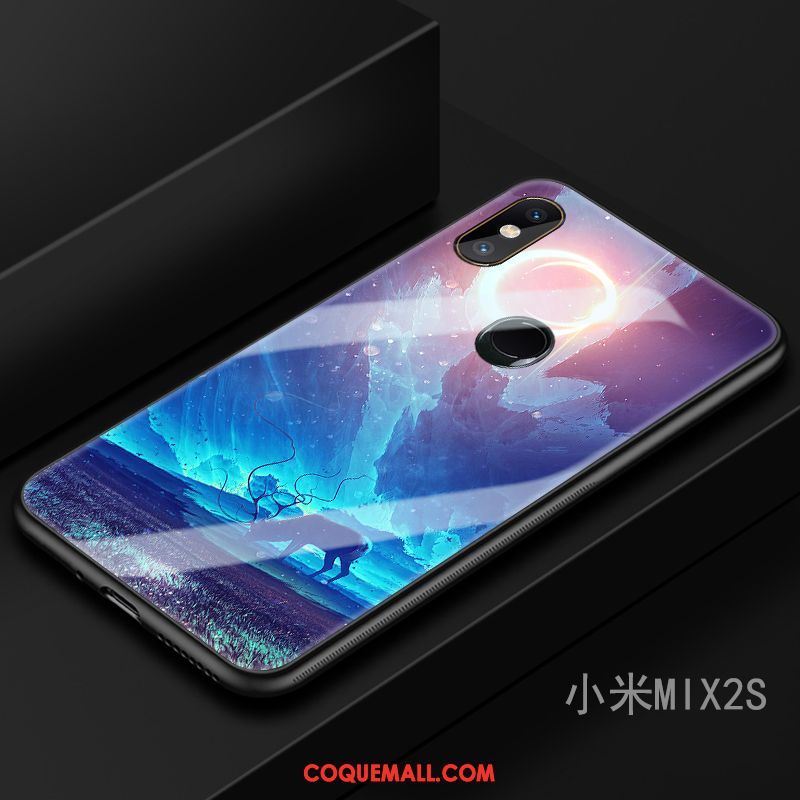 Étui Xiaomi Mi Mix 2s Marque De Tendance Bleu Marin Incassable, Coque Xiaomi Mi Mix 2s Art Téléphone Portable Beige