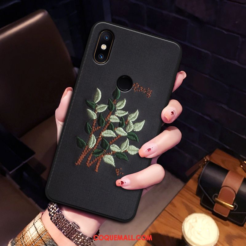 Étui Xiaomi Mi Mix 2s Personnalité Créatif Silicone, Coque Xiaomi Mi Mix 2s Tendance Broderie Beige