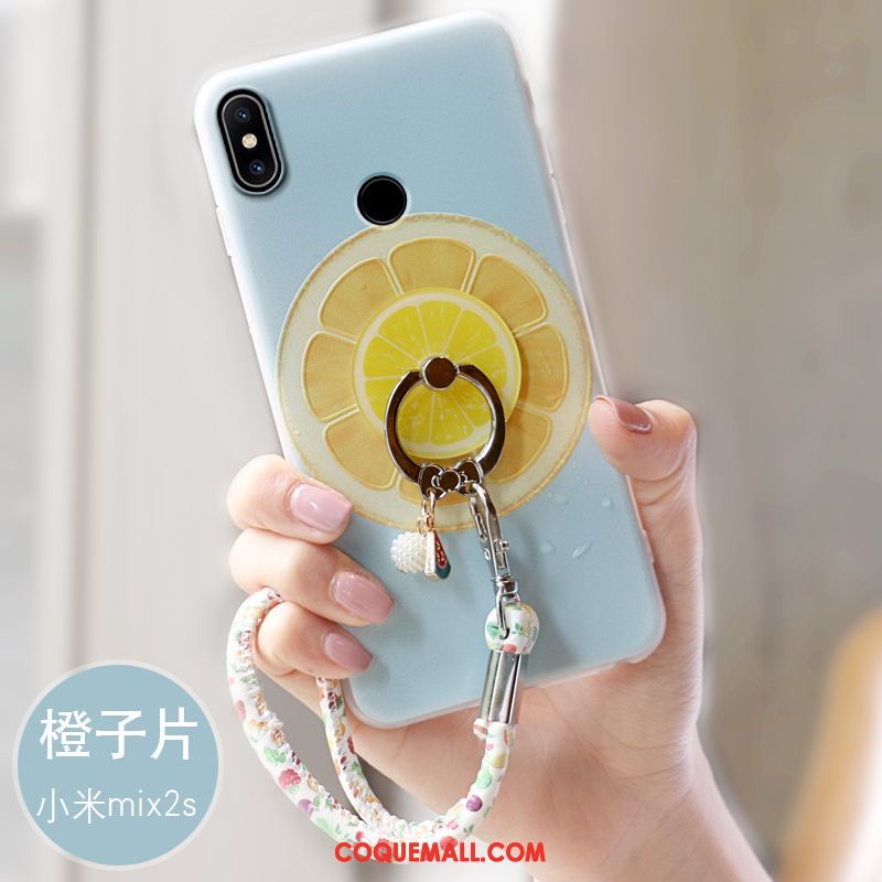 Étui Xiaomi Mi Mix 2s Téléphone Portable Frais Gaufrage, Coque Xiaomi Mi Mix 2s Fluide Doux Bleu Beige