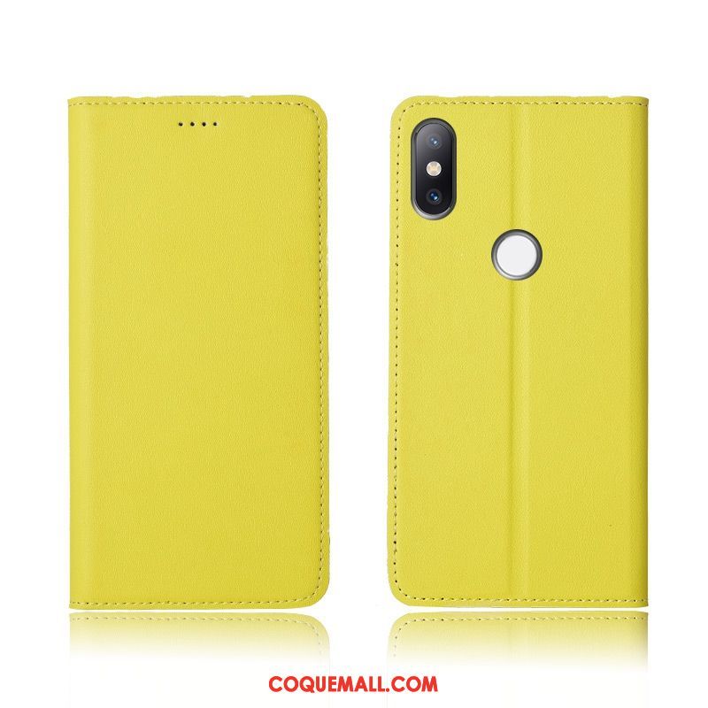 Étui Xiaomi Mi Mix 3 Cuir Véritable Clamshell Étui En Cuir, Coque Xiaomi Mi Mix 3 Petit Jaune Beige