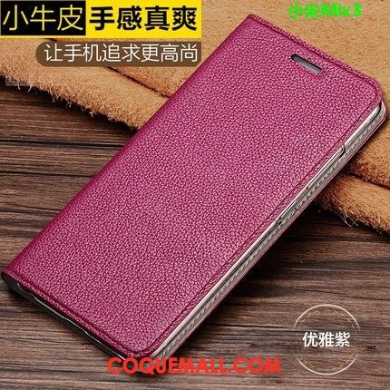 Étui Xiaomi Mi Mix 3 Rouge Téléphone Portable Protection, Coque Xiaomi Mi Mix 3 Cuir Véritable Petit Beige