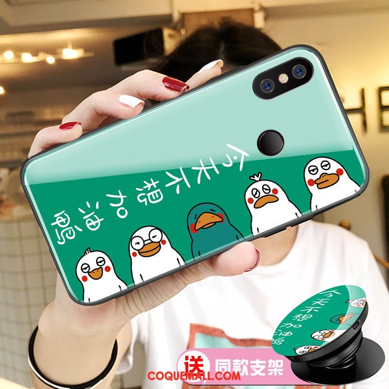 Étui Xiaomi Mi Mix 3 Vert Tendance Canard, Coque Xiaomi Mi Mix 3 Modèle Fleurie Verre Beige