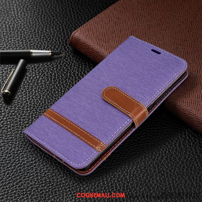 Étui Xiaomi Mi Note 10 Modèle Fleurie Protection Violet, Coque Xiaomi Mi Note 10 Business Carte Beige