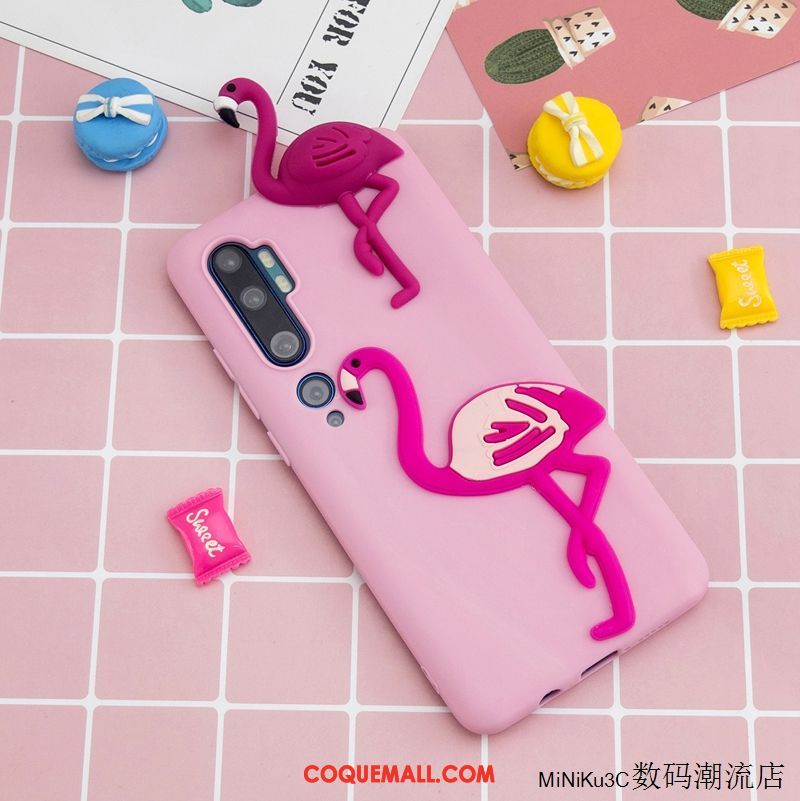 Étui Xiaomi Mi Note 10 Rose Téléphone Portable Petit, Coque Xiaomi Mi Note 10 Dessin Animé Charmant Beige