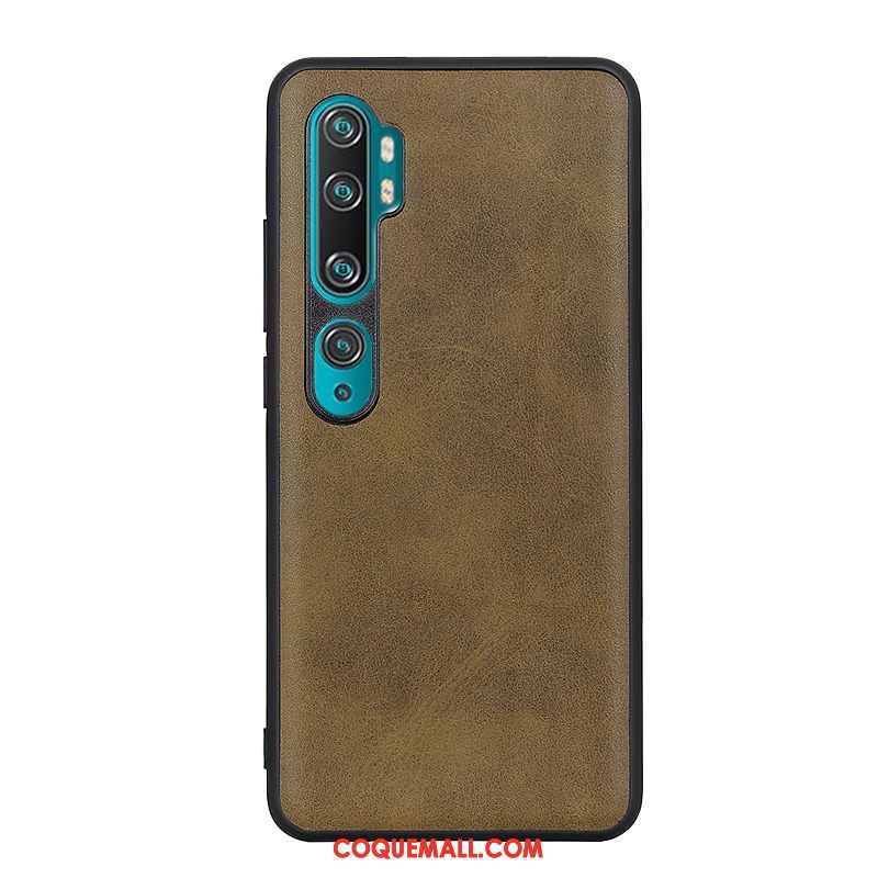 Étui Xiaomi Mi Note 10 Tout Compris Cuir Petit, Coque Xiaomi Mi Note 10 Difficile Téléphone Portable Braun Beige