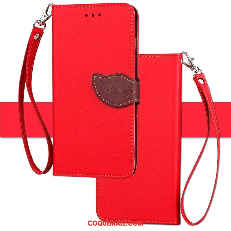 Étui Xiaomi Redmi 5 Petit Protection Étui En Cuir, Coque Xiaomi Redmi 5 Incassable Rouge Beige
