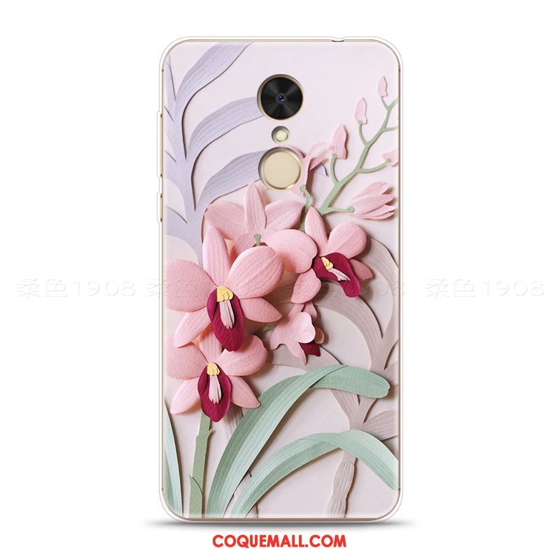 Étui Xiaomi Redmi 5 Plus Style Chinois Art Fleurs, Coque Xiaomi Redmi 5 Plus Vintage Dimensionnel Beige