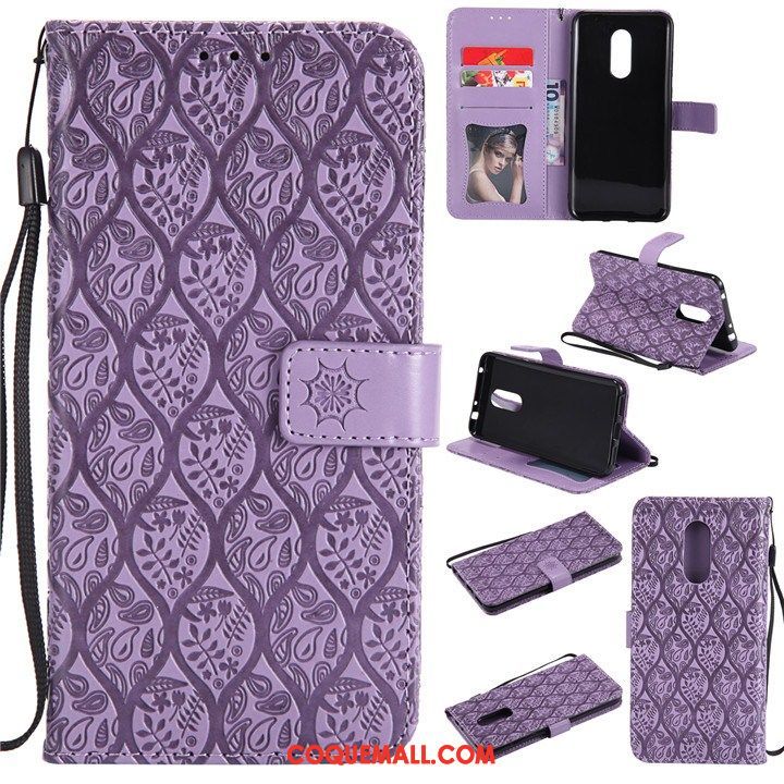 Étui Xiaomi Redmi 5 Protection Violet Clamshell, Coque Xiaomi Redmi 5 Téléphone Portable Portefeuille Beige