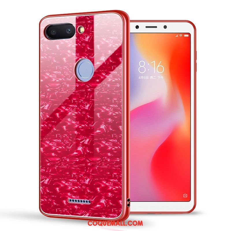 Étui Xiaomi Redmi 6 Fluide Doux Téléphone Portable Net Rouge, Coque Xiaomi Redmi 6 Rouge Tout Compris Beige