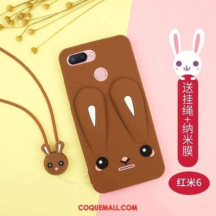 Étui Xiaomi Redmi 6 Incassable Téléphone Portable Rouge, Coque Xiaomi Redmi 6 Fluide Doux Lapin Braun Beige