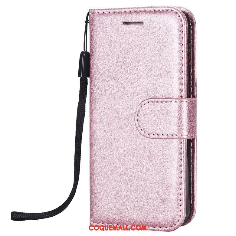 Étui Xiaomi Redmi 6 Simple Téléphone Portable Étui En Cuir, Coque Xiaomi Redmi 6 Rose Couleur Unie