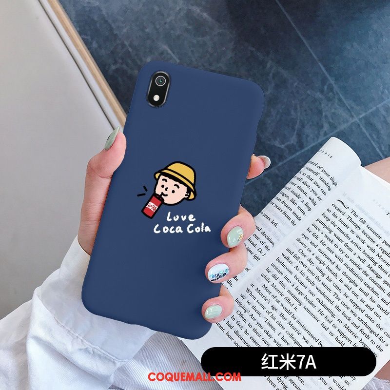 Étui Xiaomi Redmi 7a Amoureux Délavé En Daim Bleu, Coque Xiaomi Redmi 7a Téléphone Portable Drôle Beige