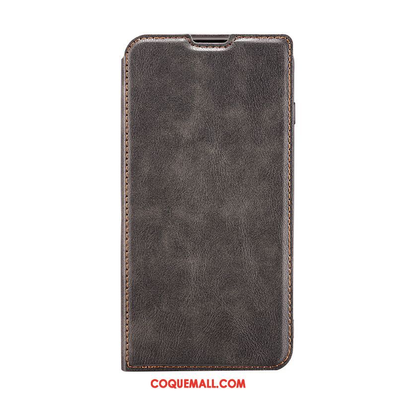 Étui Xiaomi Redmi 7a Business En Cuir Gris, Coque Xiaomi Redmi 7a Bovins Petit Beige