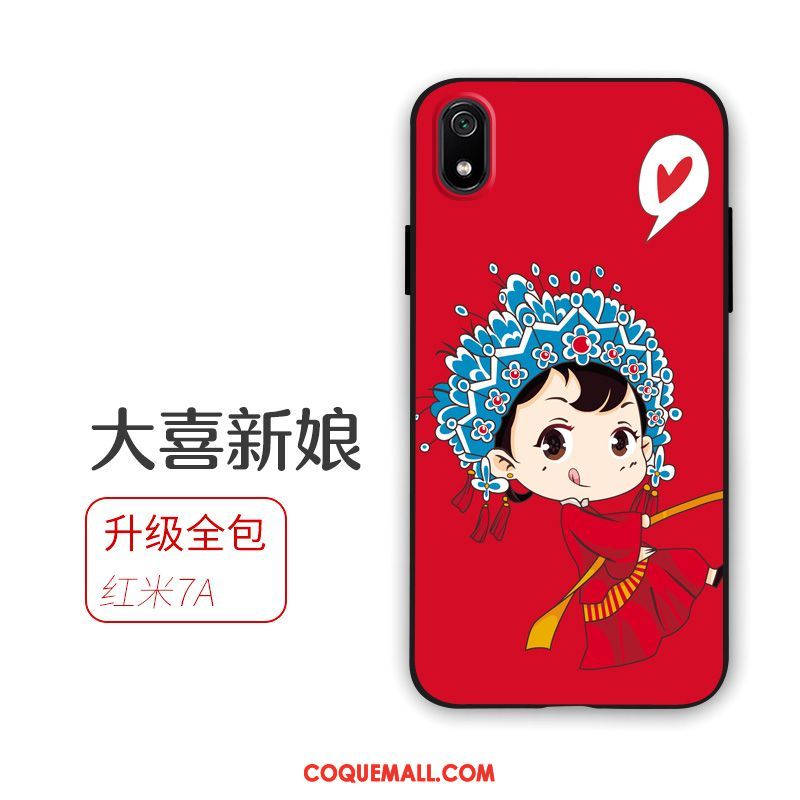 Étui Xiaomi Redmi 7a Incassable Téléphone Portable Rouge, Coque Xiaomi Redmi 7a Amoureux Fluide Doux Beige