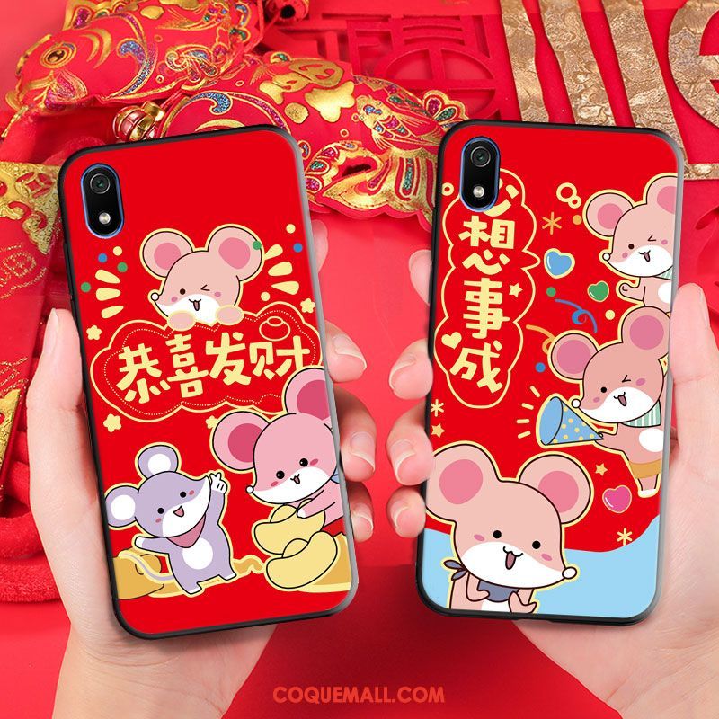 Étui Xiaomi Redmi 7a Protection Fluide Doux Ornements Suspendus, Coque Xiaomi Redmi 7a Tout Compris De Fête Beige