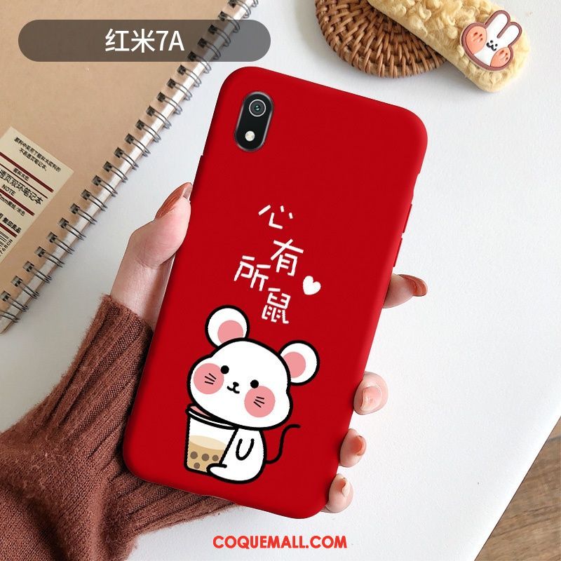 Étui Xiaomi Redmi 7a Rouge Protection Nouveau, Coque Xiaomi Redmi 7a Fluide Doux Incassable Beige