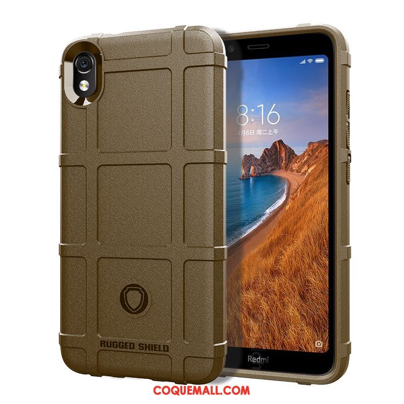 Étui Xiaomi Redmi 7a Tendance Incassable Net Rouge, Coque Xiaomi Redmi 7a Téléphone Portable Personnalité Braun Beige