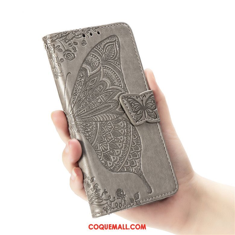 Étui Xiaomi Redmi 8 Petit Rouge Gris, Coque Xiaomi Redmi 8 Fluide Doux Fleur Beige